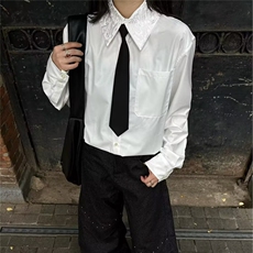 2026新品男装美式复古时尚宽松休闲长袖刺绣领衬衫衬衣外套HC178，男装衬衫，星座601-1
