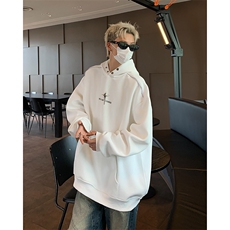 美式复古oversize连帽卫衣男女款2024潮牌高街E02-P45，男装卫衣，星座1109-3