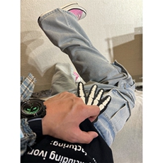 【有货】浅蓝色多口袋工装牛仔裤男款宽松美式裤子K8034LL-特P56，男装牛仔裤，星座1007（原301D）