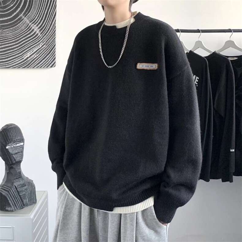 男春季新款卫衣假2件圆领卫衣W500P37图片
