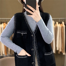 新款女装水貂绒马甲外套时尚百搭显瘦无袖背心优雅气质秋冬必备，女装马甲，暖姿羊绒