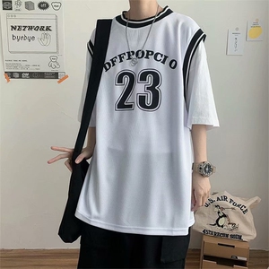 篮球衣服男短袖新款夏假两件运动上衣潮t恤ins原宿港风 T614-P26图片