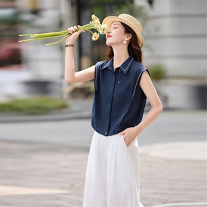 时尚洋气套装女2026夏季新款宽松遮肉衬衫领两件套,女装套装/套裙,秀美人生