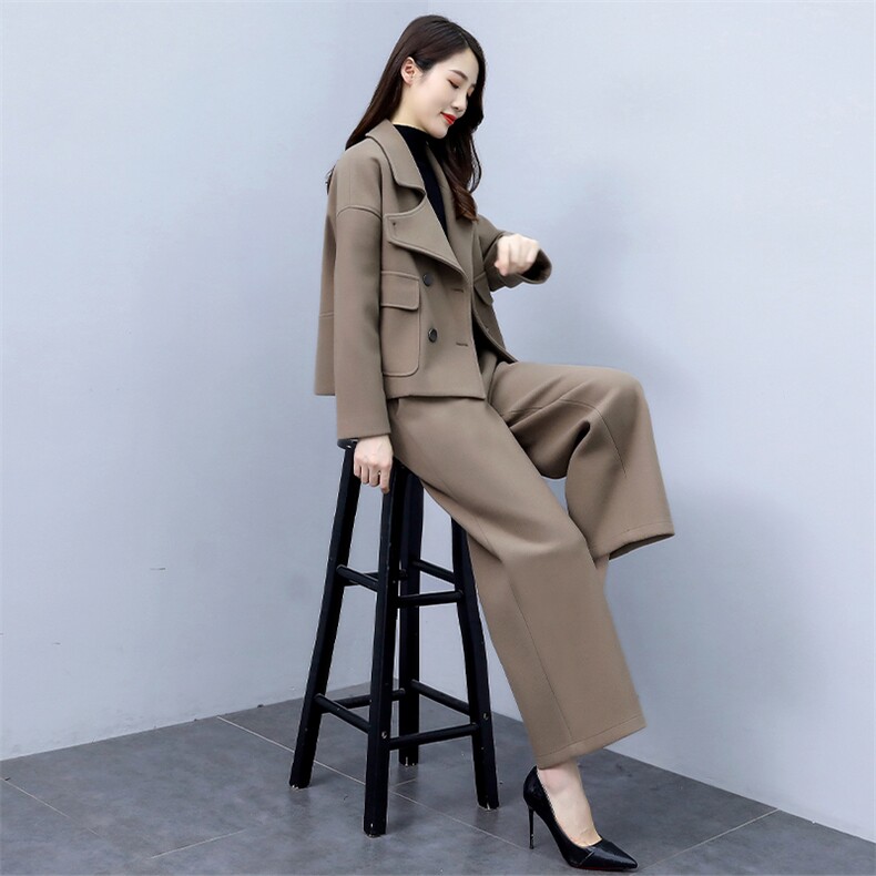 2021秋冬新款时尚呢料套装修身显瘦气质两件套,女装套装/套裙,贵人树