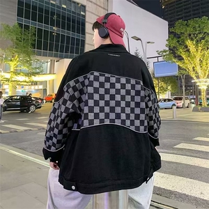 潮牌情侣装工装夹克上衣春秋季ins反光棋盘格外套男 W3507-P65图片