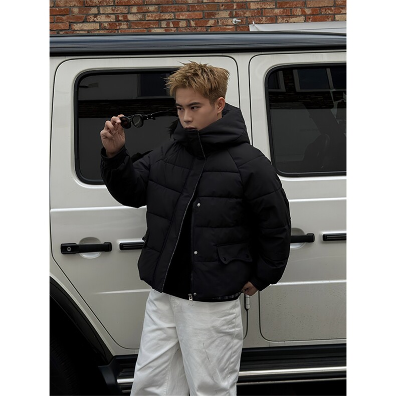 B17/P128控168冬季百搭假两件连帽工装款冲锋衣外套棉衣男黑首1,男装夹克,星座305B