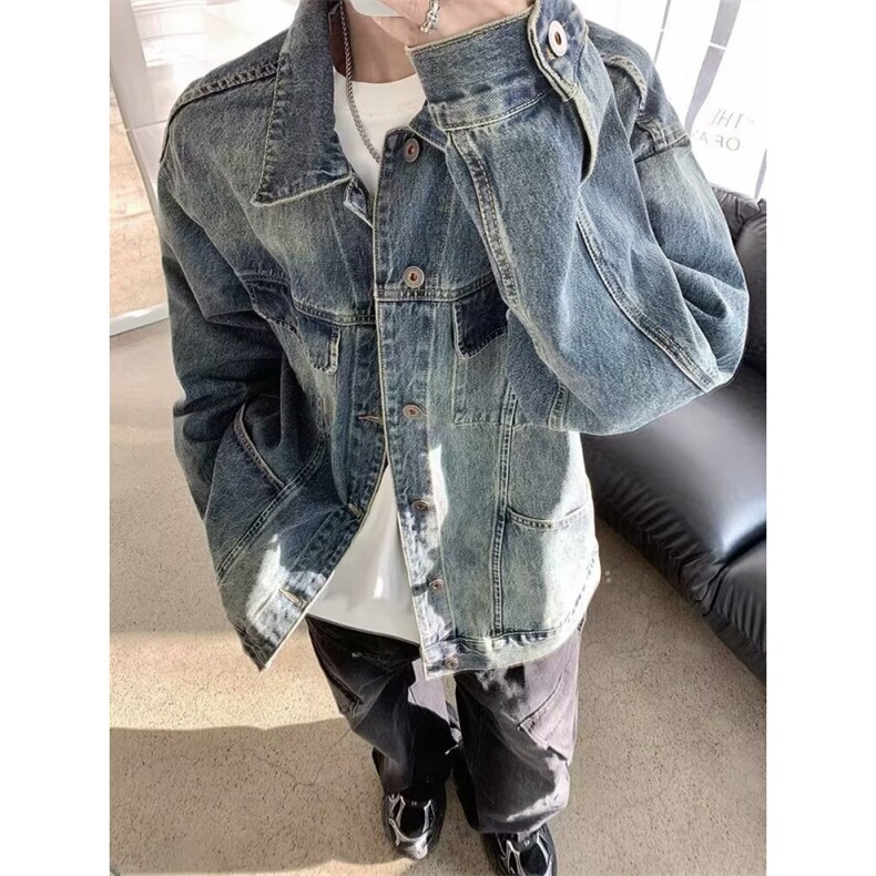 水洗复古牛仔外套男潮牌春秋款新款男装美式工装夹克J8849，男装工装外套，星座1116A（原606A-3）