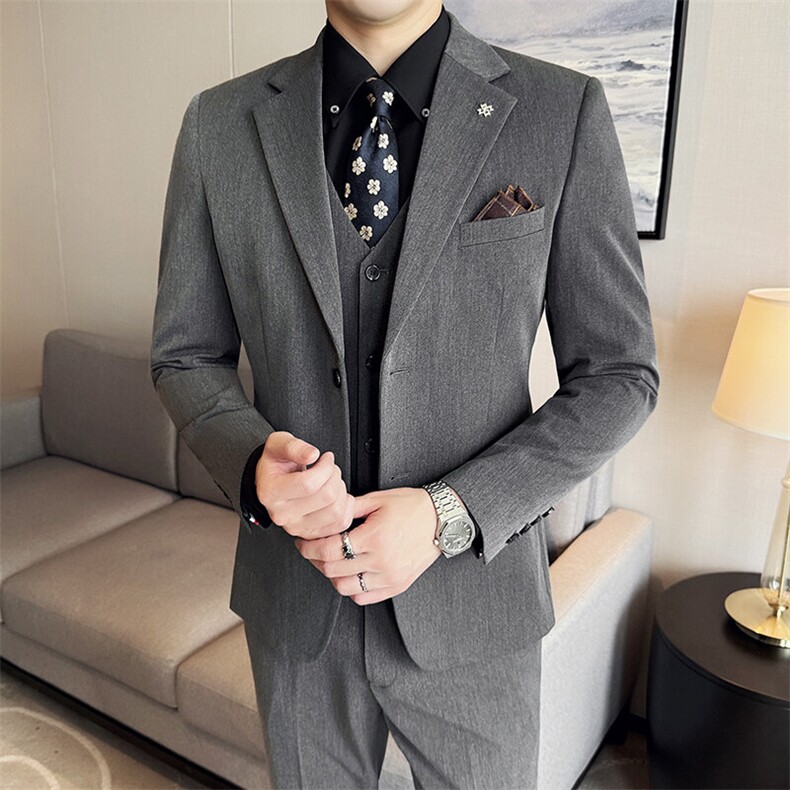 SJT812-P2002025春夏时尚男士百搭双扣西服三件套装礼服,男装休闲套装,星座507A（原星座306B-2）