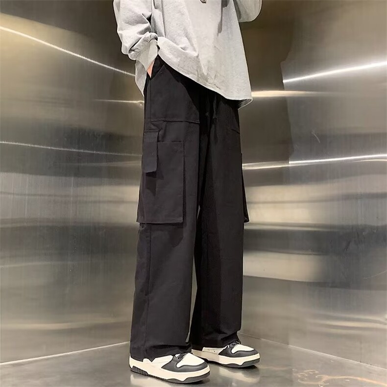 美式复古工装裤男士春秋季港风直筒阔腿裤休闲拖地长裤LCK102P50图片