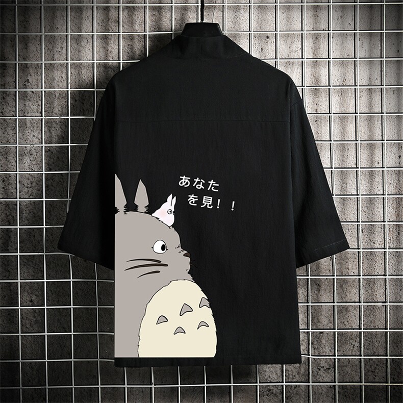 HF59150-P40风汉服男开衫外套七分袖道袍 网格挂拍图片
