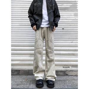 工装机能风牛仔裤男宽松街头多口带微喇裤子1001-1-B620-P63图片