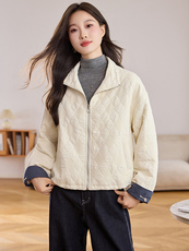 2025年冬季新款简约时尚菱心分隔潮流外套，女装短外套，阿丹