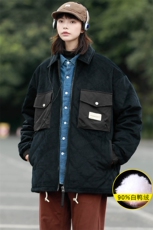 冬上新学生加绒加厚羽绒服中性风休闲翻领棉衣外套男女8341-P155，男装羽绒服，电商A441-1
