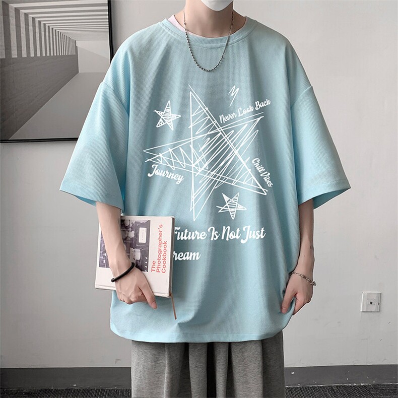 华夫格t恤男短袖男大码五分袖HT73456-P22,男装T恤,电商A040