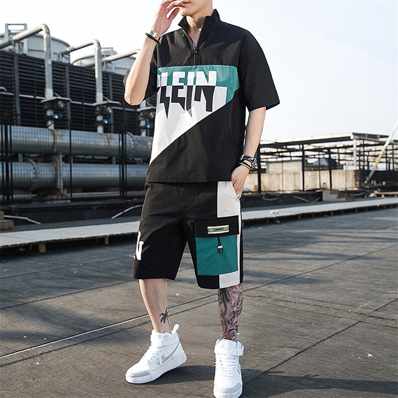 2021新款男士夏装两件套青少年休闲宽松帅气短袖t恤套装T758-P55，男装套装，星座1206（原A206）