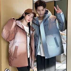 2024秋冬新款潮牌炸街宽松渐变休闲连帽情侣棉衣男 A436-0317-P85图片