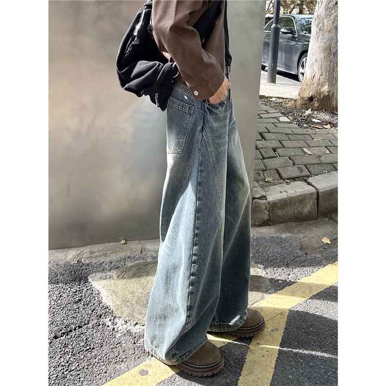 【现货】612-K210-P55美式复古弯刀裤阔腿宽松痞帅男女牛仔裤,男装牛仔裤,星座612