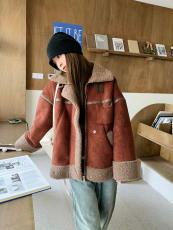大货-机车服皮毛一体羊羔毛外套9929-P180-K258，女装毛呢外套，2C025