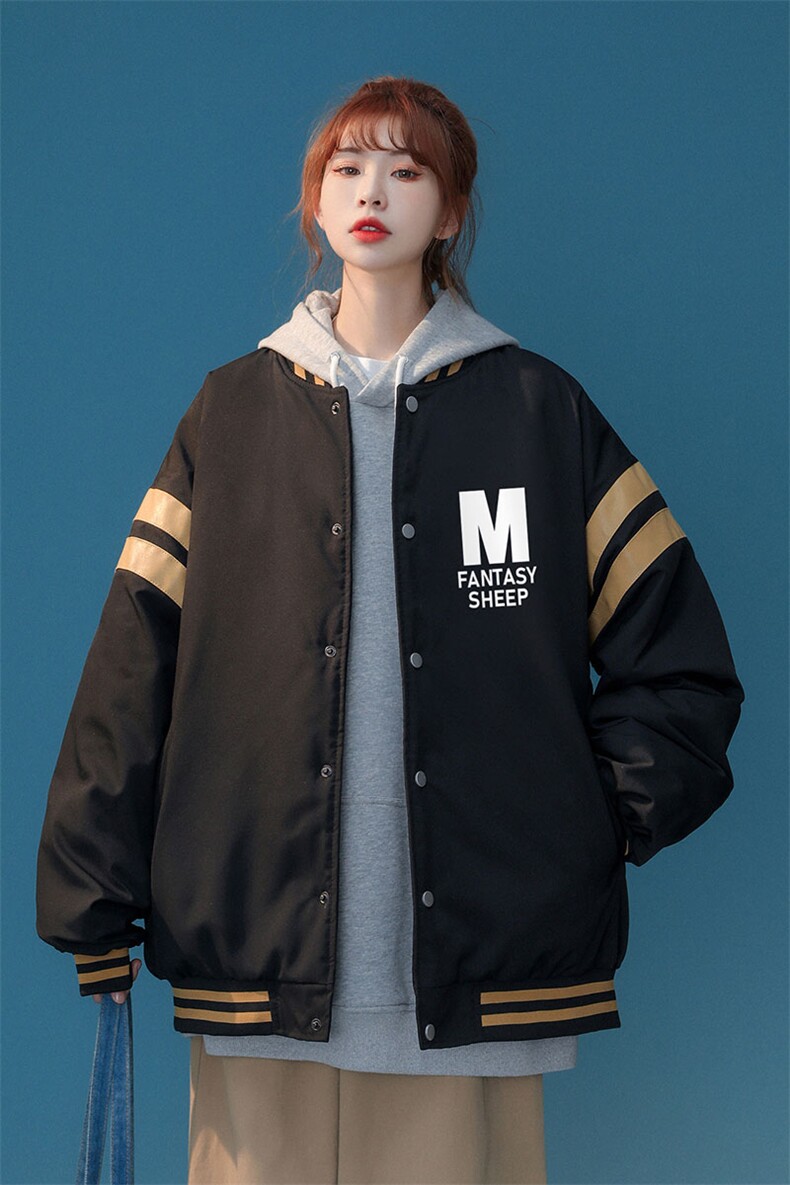 中性风22秋冬设计感潮牌图案印花加厚棉夹克外套MYG291P85控118,男装夹克,A247A