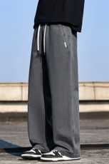 工装裤男士春夏款宽松直筒长裤子抽绳纯棉美式阔腿裤Z2301-P50，男装休闲裤，星座509