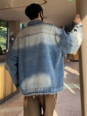 美式复古牛仔外套潮牌男短款春秋季毛边外套JK062P65，男装夹克，星座1116-2