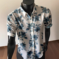 东南亚夏季夏威夷潮牌衬衫男海边沙滩度假碎花短袖衬衣CY1105-P26，男装衬衫，星座412-3