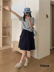 过膝工装裙百搭时尚潮流，女装半身裙，洛丽兰可