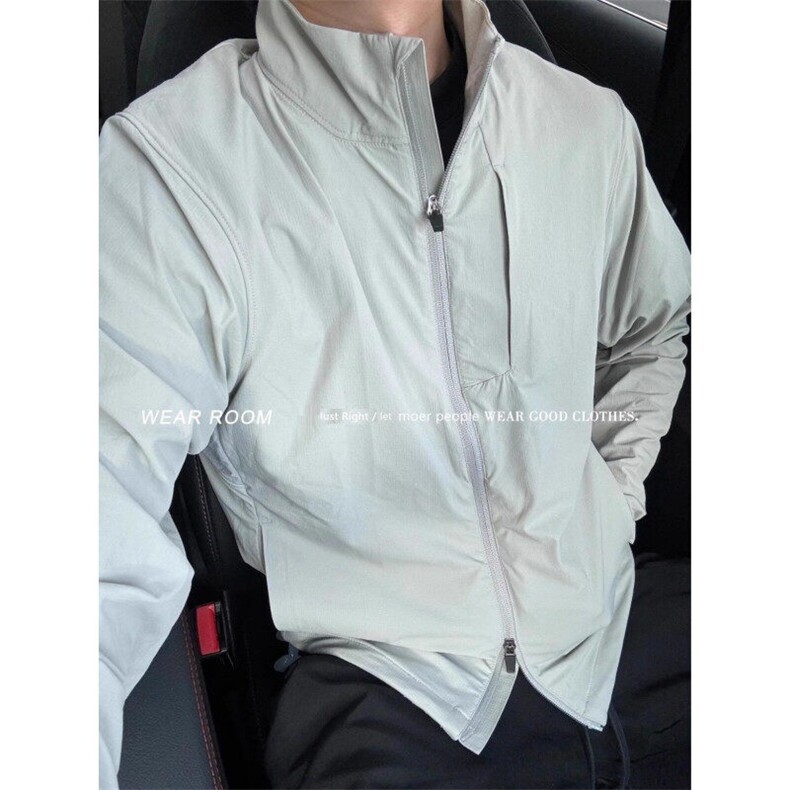 W9991-P45网图现货夏季新款速干立领冰丝皱防晒外套夹克，男装防晒衣，星座1608-2