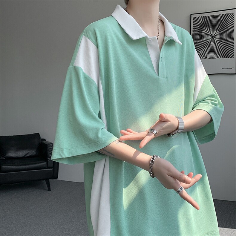8XL-M拼接撞色短袖t恤男款夏季新款半袖POLO衫加肥加大码DT004P38,男装T恤,电商B312