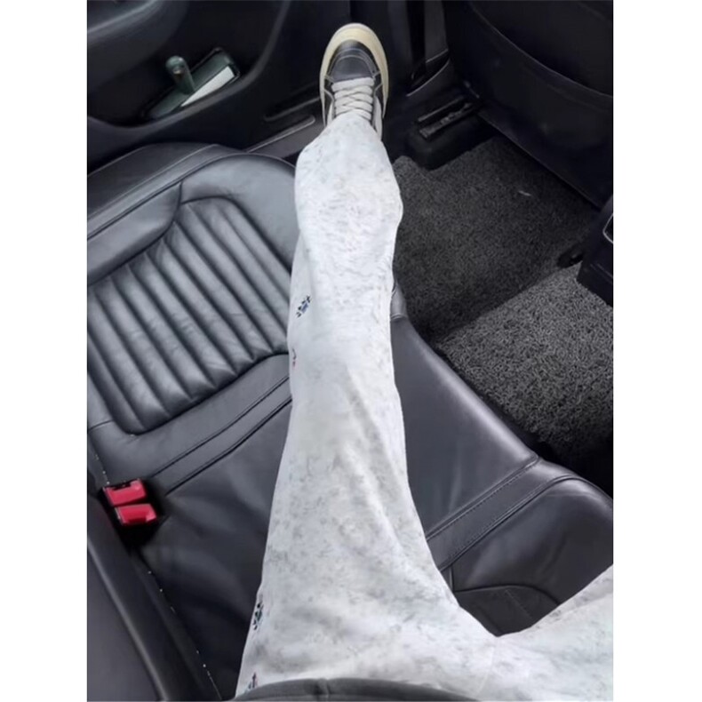扎染刺绣卫裤男款秋冬季废土风微喇裤子显瘦直筒休闲裤KM23,男装休闲裤,星座1116A（原606A-3）
