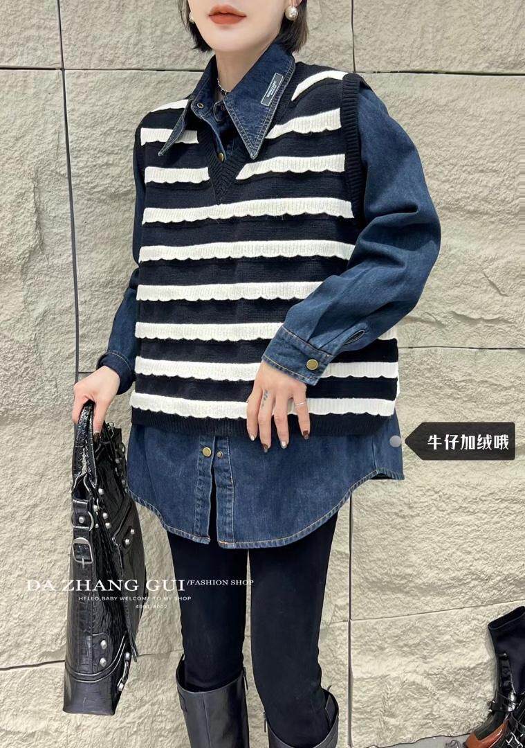 爱美欧，现货，条纹牛仔两件套，其它，爱美欧