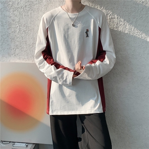 6XL-M 美式潮牌印花长袖t恤男拼接撞色卫衣男上衣服 CX3009-特P48图片