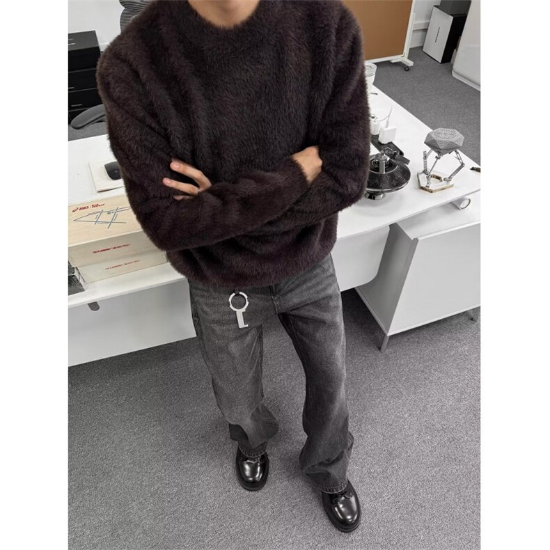 软糯渐变提花毛衣男女氛围感套头冬季水貂绒针织衫内搭MS604，男装针织衫/毛衣，星座1116A（原606A-3）