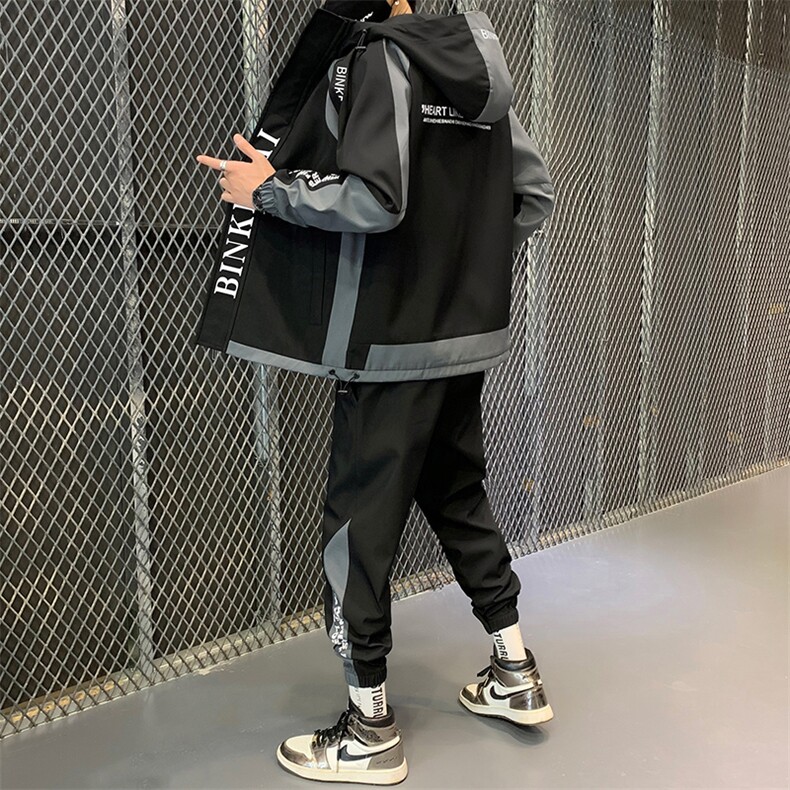 现货工装外套男装休闲运动套装男士夹克韩版潮流衣服D03,男装休闲套装,电商B226-2（原B217-2）
