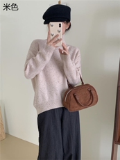 时尚女装高领羊毛衫王菲同款彩点纱上衣显瘦百搭粉色毛衣，女装羊毛衫，牧思羊