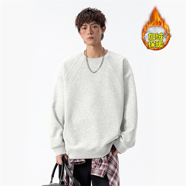 冬季时尚340g华棉加绒大码解构长袖圆领卫衣男W50982J加绒特P27,男装卫衣,电商A001