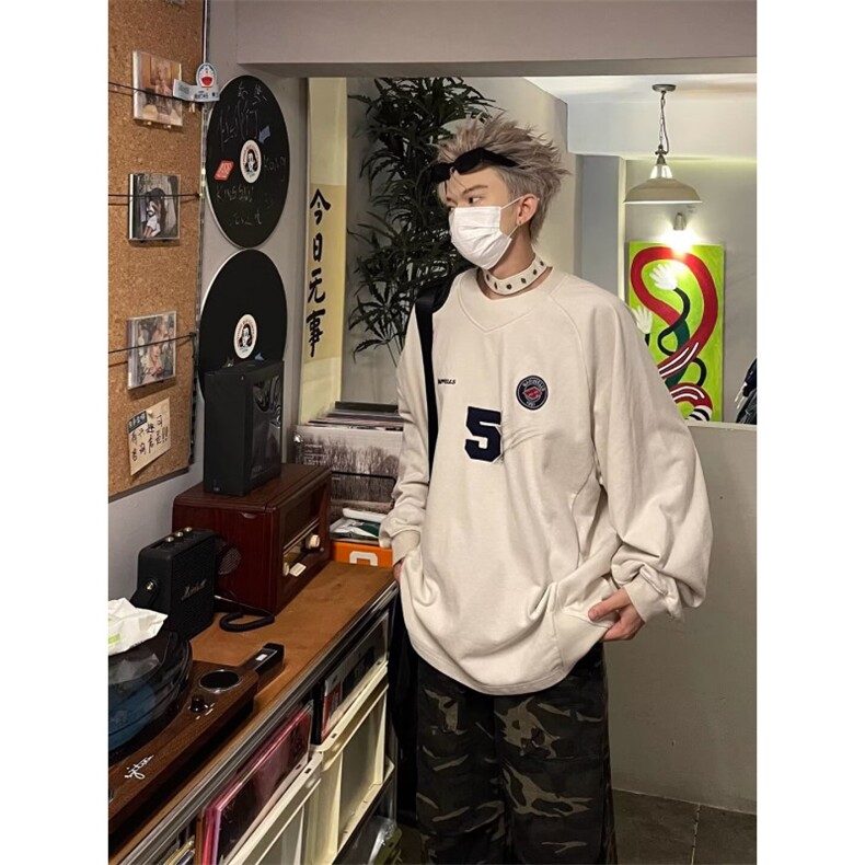 美式复古情侣刺绣卫衣男女宽松休闲球服上衣潮牌外套L66022-P50,女装短外套,星座1008