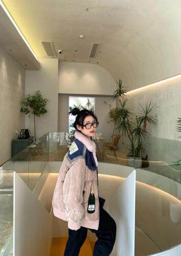 拼接款棉衣，女装棉衣/棉服，大图 DTU