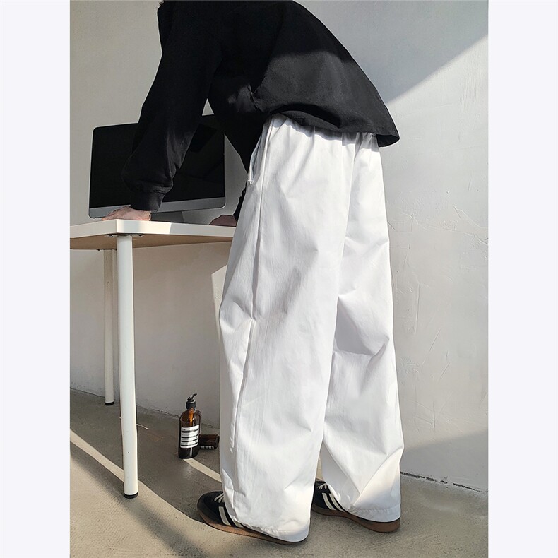 白色休闲裤男士春夏轮廓型堆堆裤直筒运动裤宽松百搭长裤P48，女装休闲裤，电商C306-1