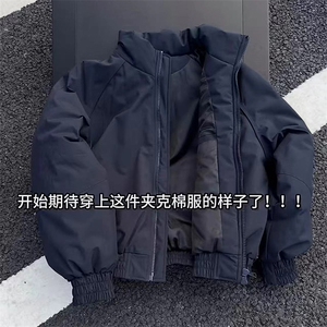 现货美式高街休闲夹克冬季三防立领纯色户外工装加厚棉服外套图片