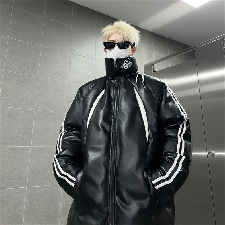 三条杠皮棉服冬季宽松棉衣立领冬装棉袄外套男MY2416-特100控168图片