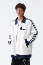 三条杠拼接400g重磅华棉宽松卫衣男W50891特P49W50891J加绒特P55，男装卫衣，电商A001