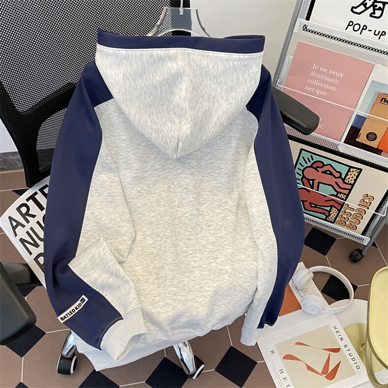连帽美式高街秋冬拼色款宽松百搭卫衣男女情侣潮牌外套WY0127-P53,男装卫衣,星座308B-1