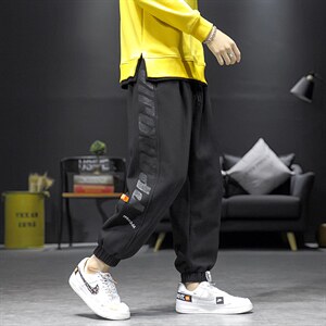 2021春季新日系沙发墙大码男字母印花束脚休闲运动卫裤K21261-P45图片