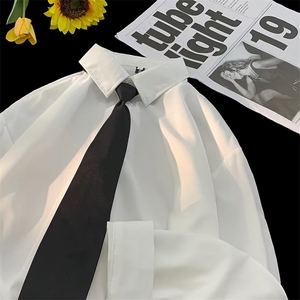 轻熟风白色衬衫男女长袖韩版ins痞帅内搭衬衣潮流垂感上衣服CY255图片