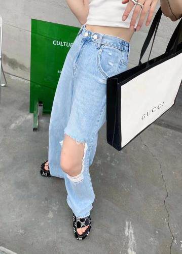 破洞拖地裤，女装，ZIA