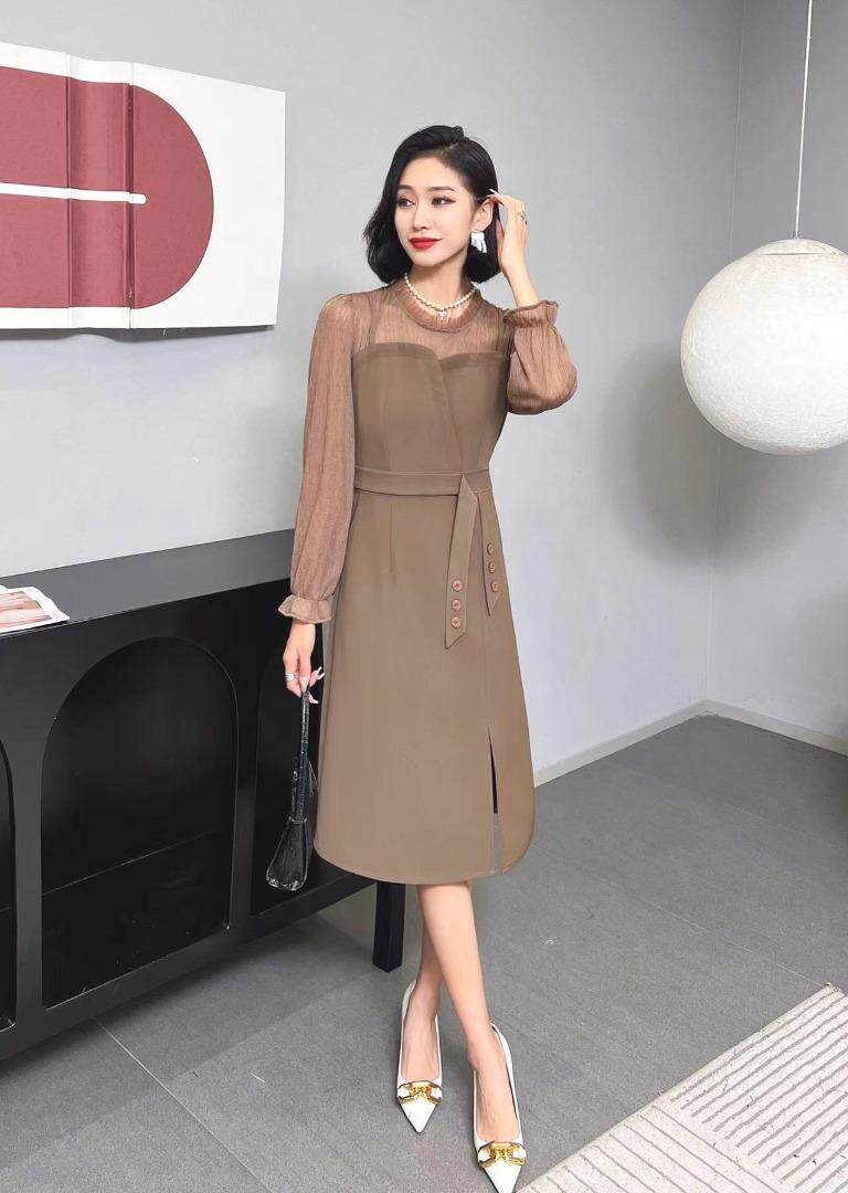 [现货]气质蕾丝拼接连衣裙，两色、四码，女装连衣裙，依柏璐(1F)