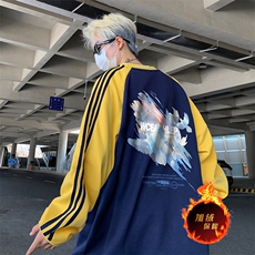 抖音得物供货提供视频秋冬重磅美式宽松织带圆领卫衣07161，男装卫衣，电商A486
