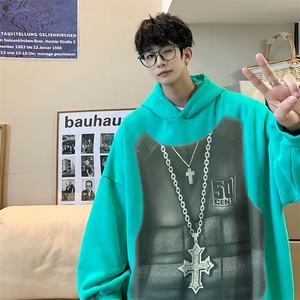 西海岸oversize连帽卫衣男小众设计感美式重磅硬挺ins潮牌外套秋图片