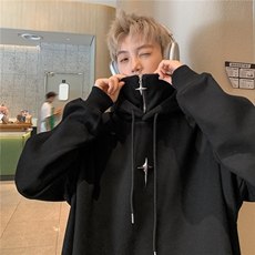 2026秋季新款美式复古假两件连帽卫衣男半拉链外套潮D318P68，女装短外套，电商A335-1（原A458）